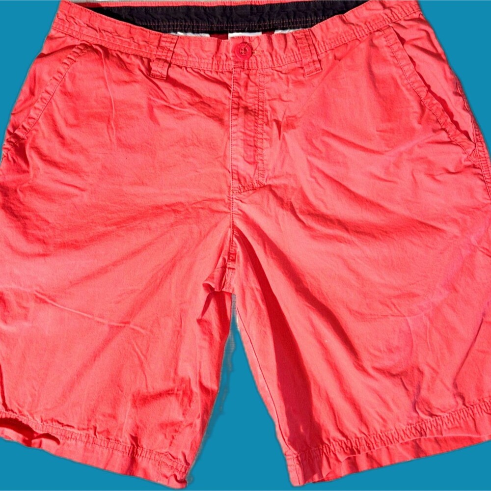 Columbia Washed Out Shorts Men's 34W Salmon Flat Front Chino Hiking AM4471